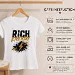 Rich Energy top care instructions - wash cold, do not bleach, hang dry