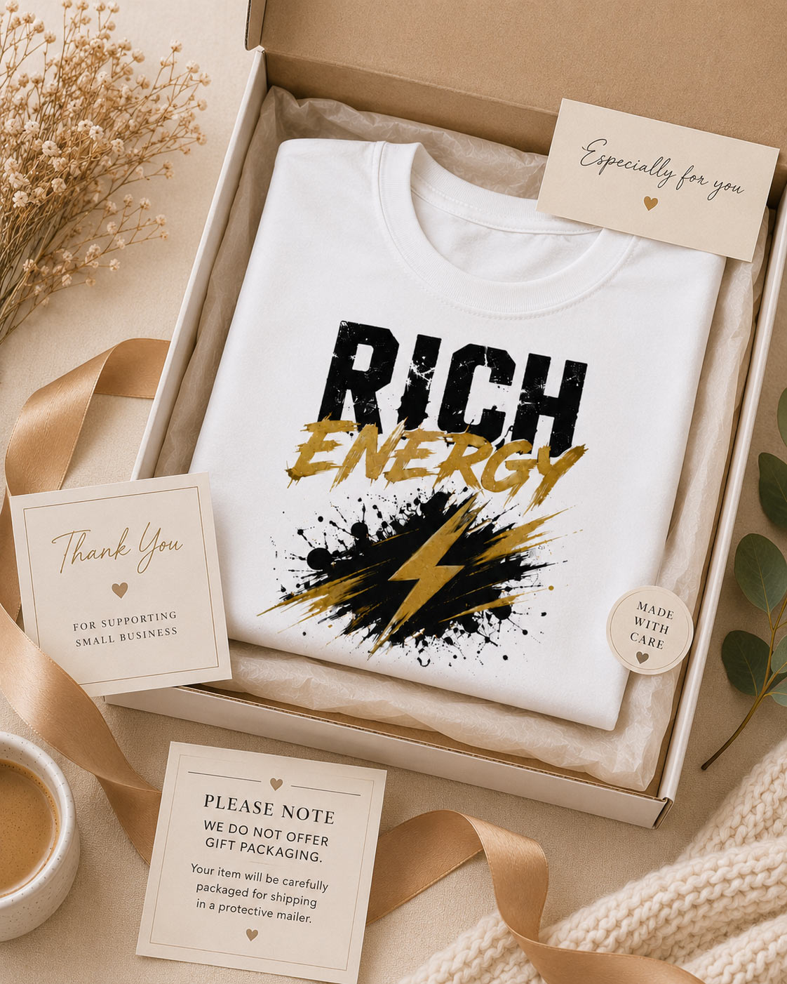 Rich Energy fitted top in a gift box - motivational tee gift idea Toronto