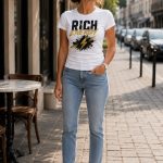 Rich Energy white top street style - fitted statement tee Toronto