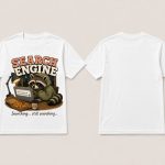 Search Engine white tee front and back view - unisex heavy cotton tee