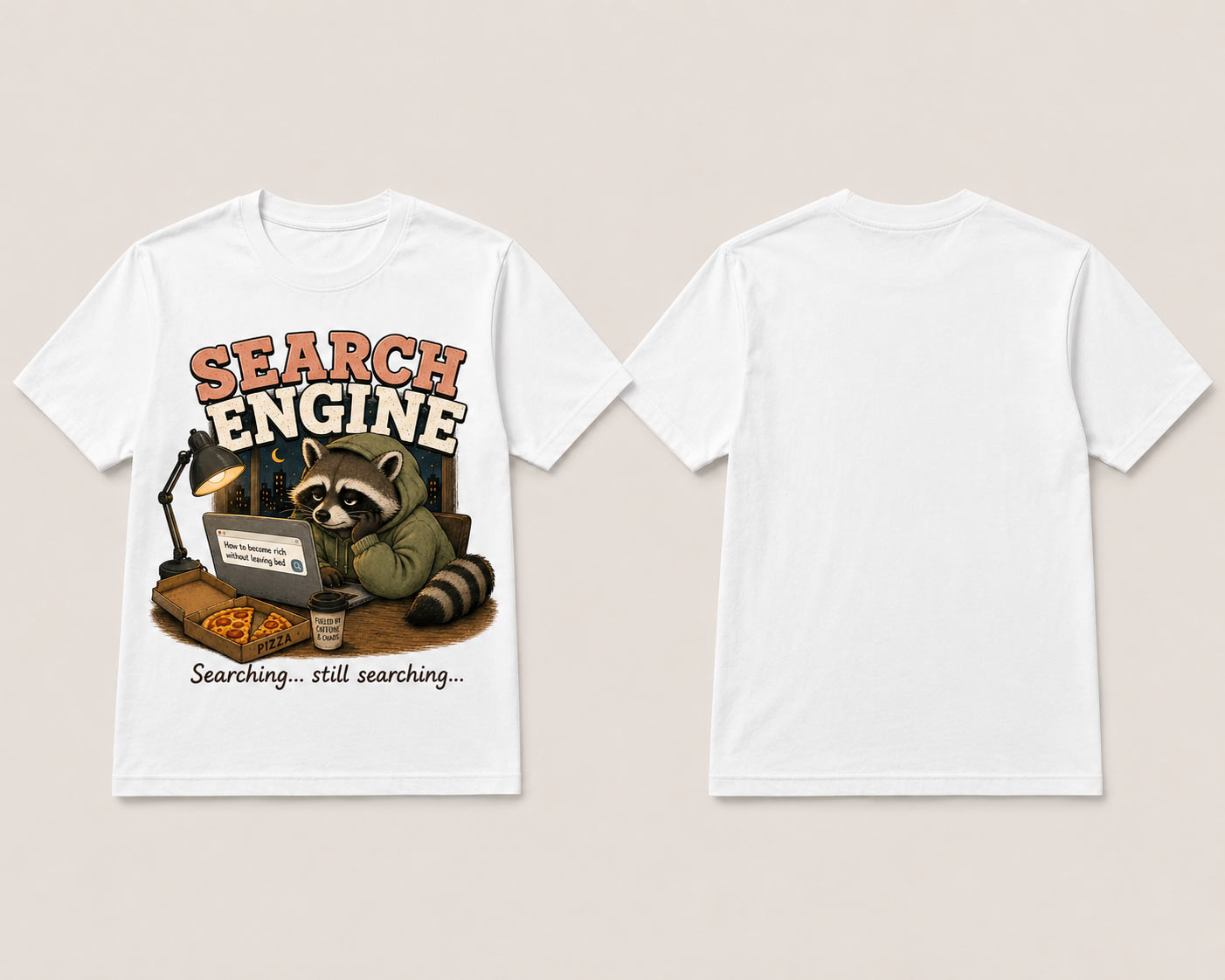Search Engine white tee front and back view - unisex heavy cotton tee