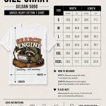 Search Engine unisex tee size chart - Gildan 5000 heavy cotton sizes S to 3XL