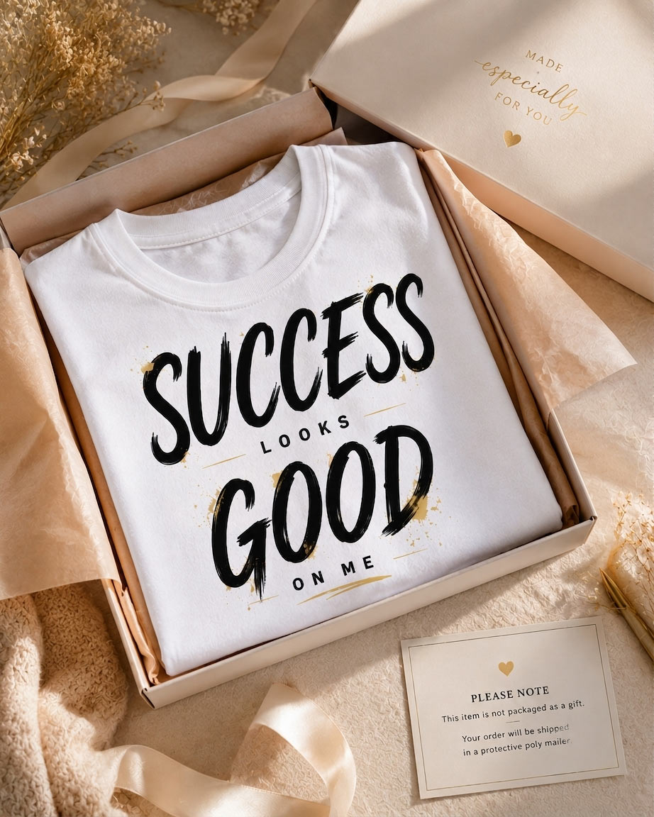 Success Looks Good On Me fitted top in a gift box - motivational tee gift Toronto