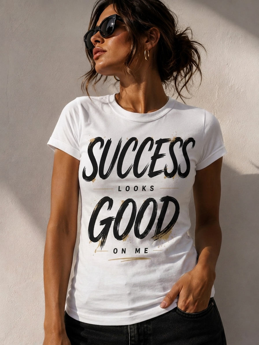 Success Looks Good On Me fitted tee outfit - boss babe top Canada