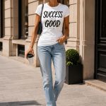Success Looks Good On Me white top street style - fitted women's statement tee