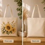 sunflower-tote-bag-mockup-06 Sunflower canvas tote outfit photo - floral everyday bag GTA - one sided print