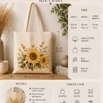 sunflower-tote-bag-mockup-07 Botanical sunflower tote gift idea - PrintMyVibe Toronto - size