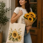 sunflower-tote-bag-mockup-09 Golden sunflower canvas tote - matches sunny tees - PrintMyVibe