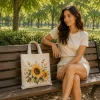 Sunflower tote bag design - warm golden florals printed in Toronto