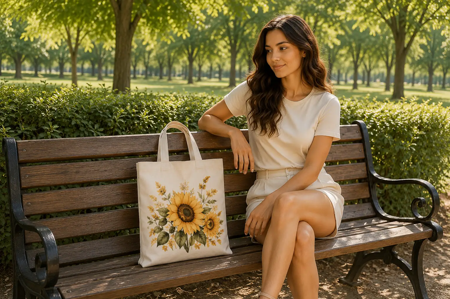 Sunflower tote bag design - warm golden florals printed in Toronto