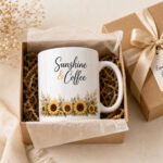 Sunshine & Coffee Mug — 11oz Sunflower Ceramic Mug - in a gift box - PrintMyVibe Toronto