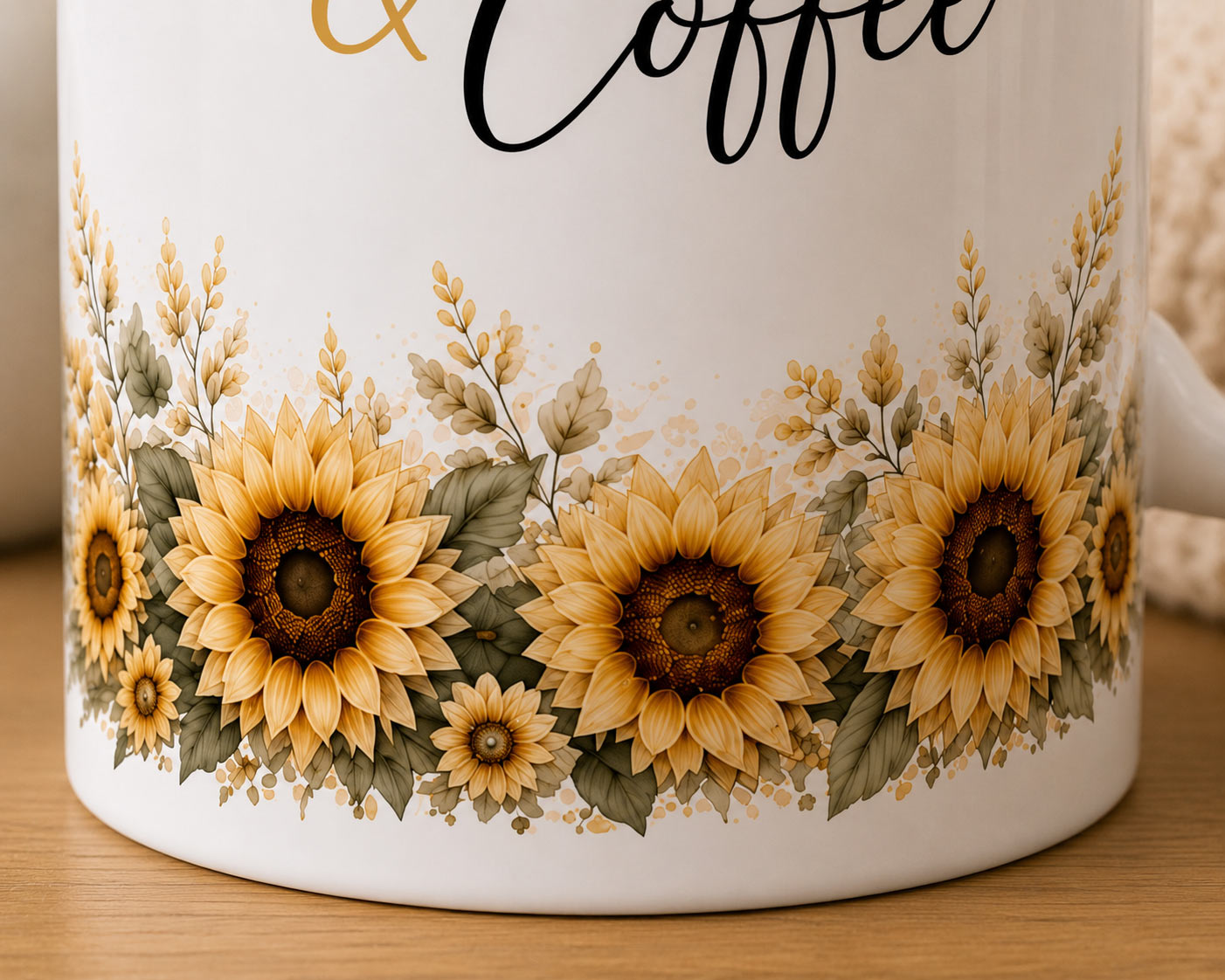 Sunshine & Coffee Mug — 11oz Sunflower Ceramic Mug - product photo - PrintMyVibe Toronto