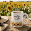 Sunshine & Coffee Mug — 11oz Sunflower Ceramic Mug - product photo - PrintMyVibe Toronto