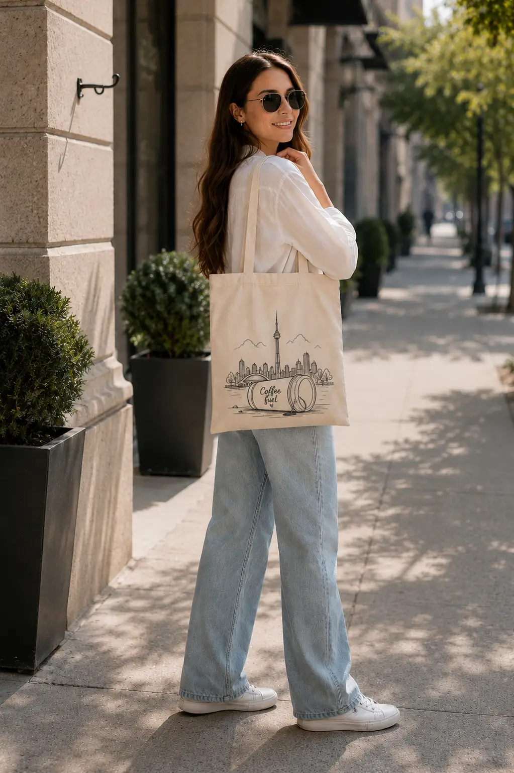 Coffee Fuel canvas tote - reusable Toronto bag by PrintMyVibe