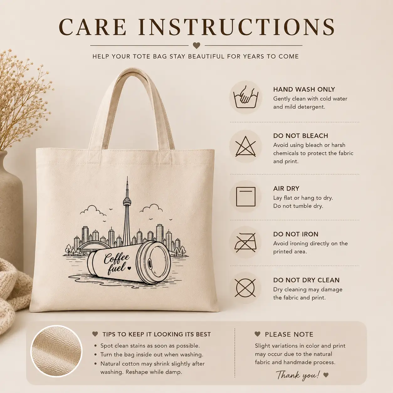 toronto-coffee-fuel-tote-bag-mockup-08 Toronto coffee tote gift idea - PrintMyVibe care instructions
