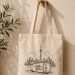 toronto-coffee-fuel-tote-bag-mockup-12 Coffee Fuel Toronto skyline tote detail - minimalist line art design