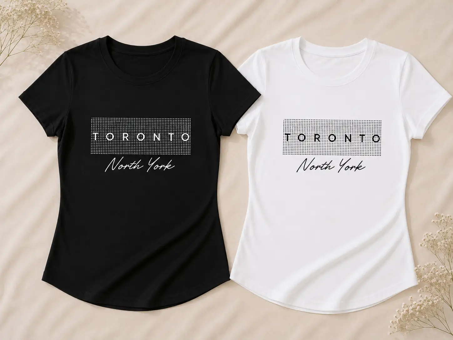 Toronto North York fitted tee in black and white - neighbourhood pride top pair