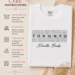 Toronto North York top care instructions - wash cold, do not bleach, hang dry