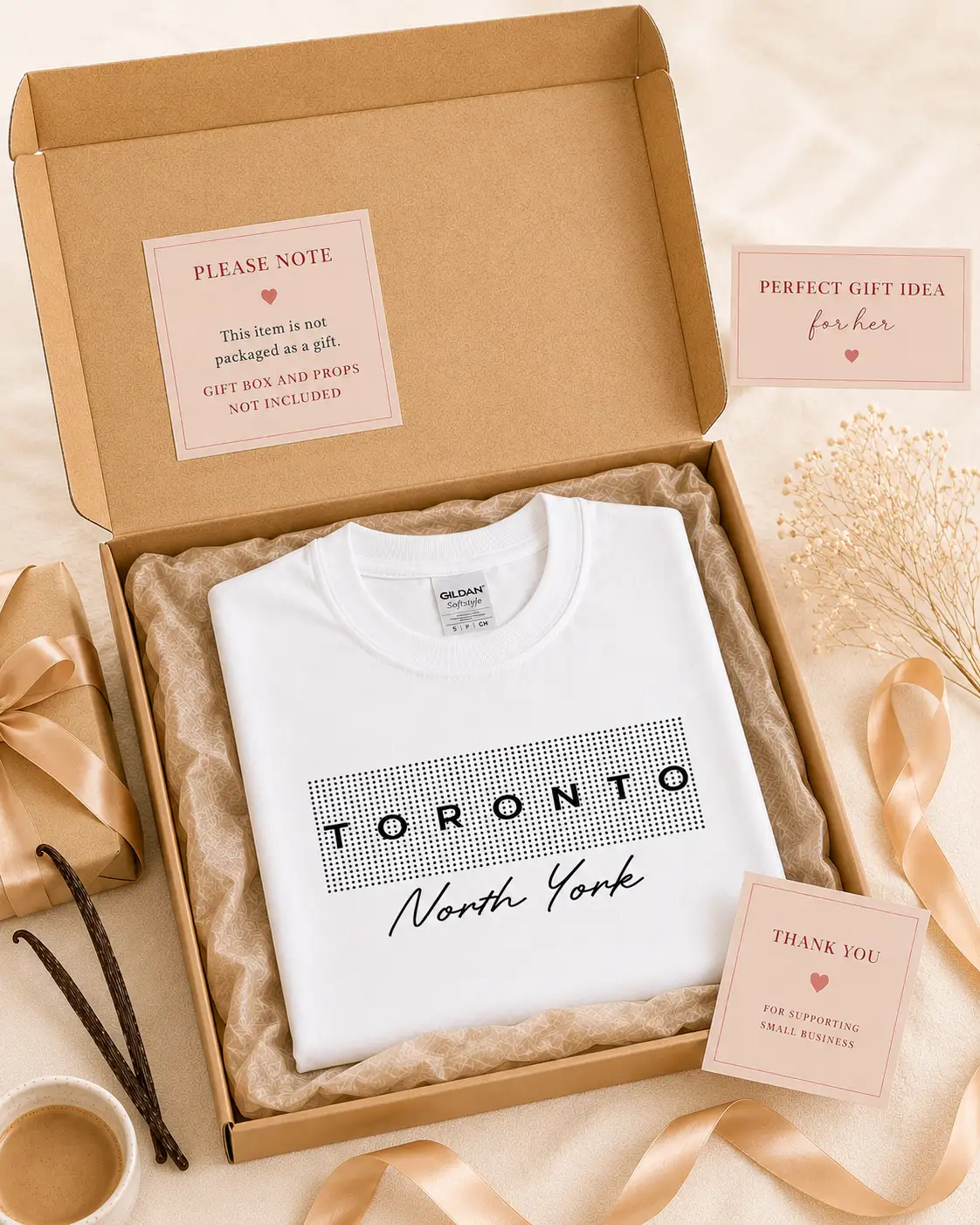 Toronto North York fitted top folded in a gift box - Toronto tee gift idea