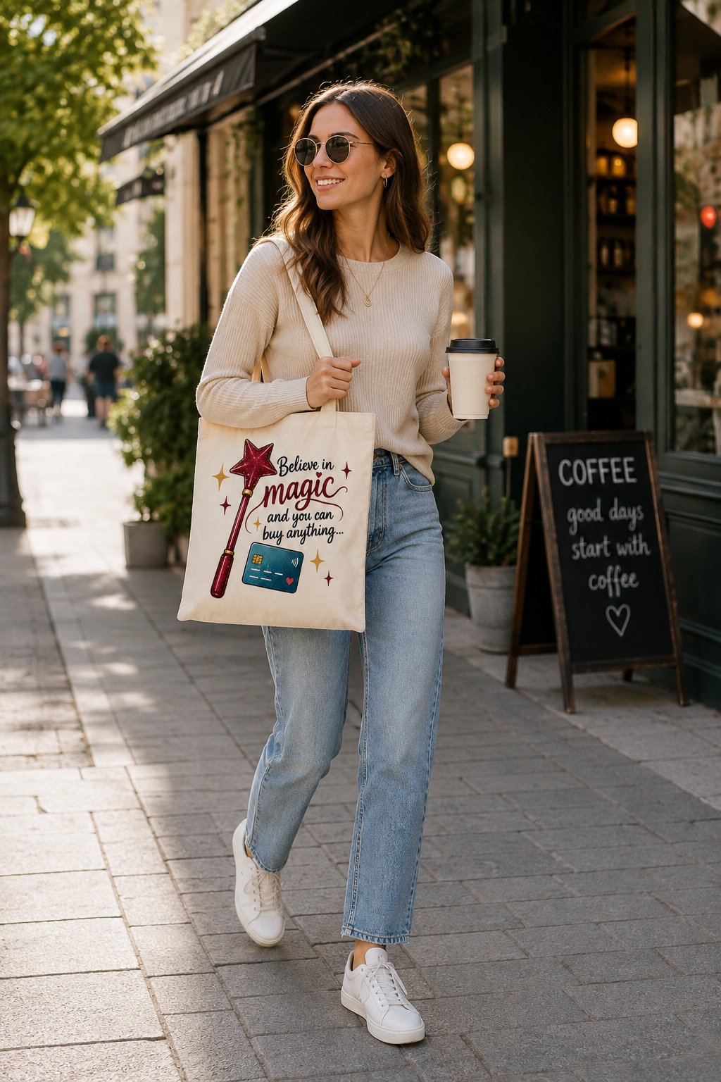 Believe In Magic Tote Bag — Funny Shopping Canvas Tote - product photo - PrintMyVibe Toronto