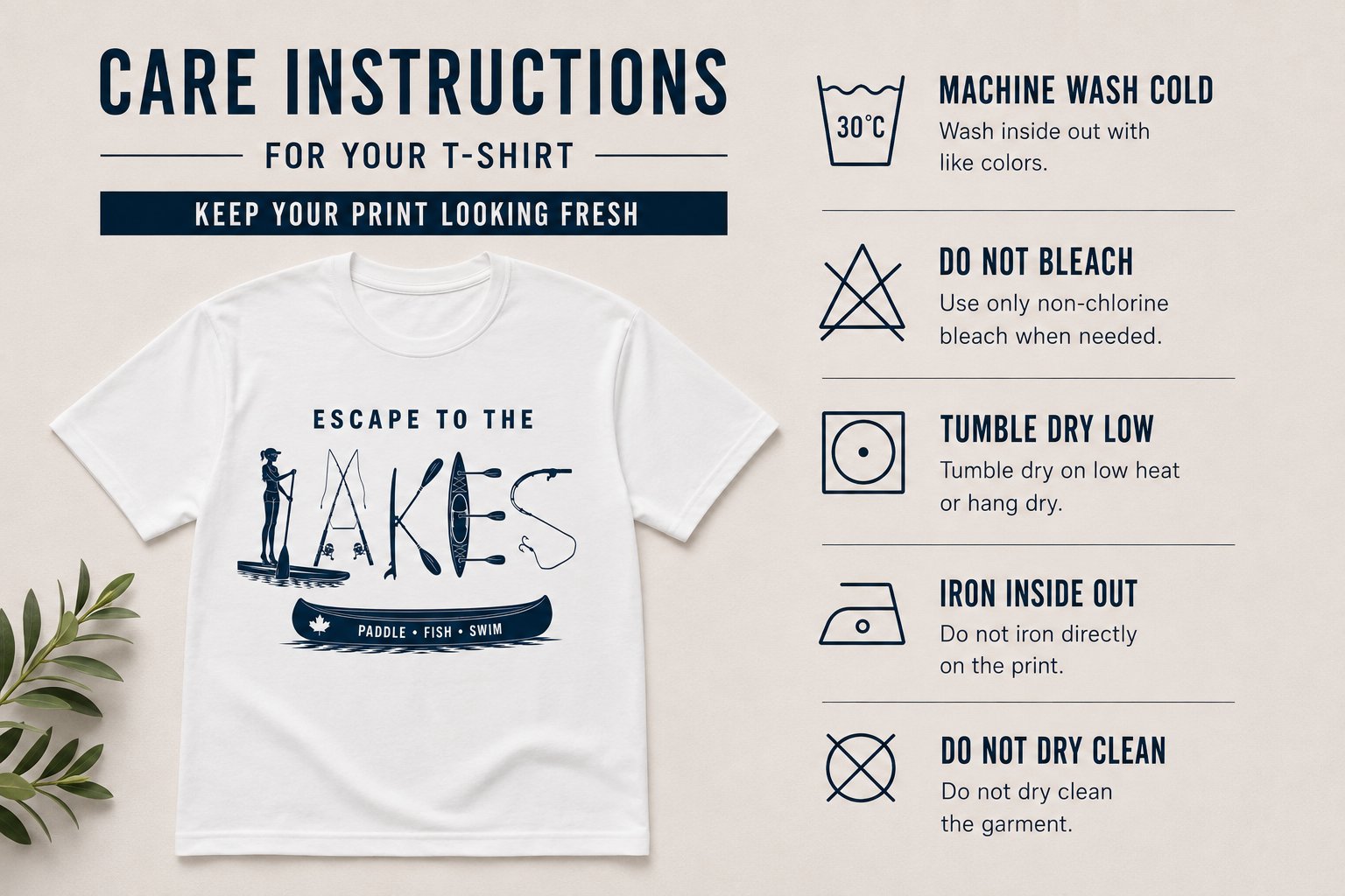 Escape To The Lakes T-Shirt — Unisex Outdoor Lake Life Tee - care instructions - PrintMyVibe Toronto