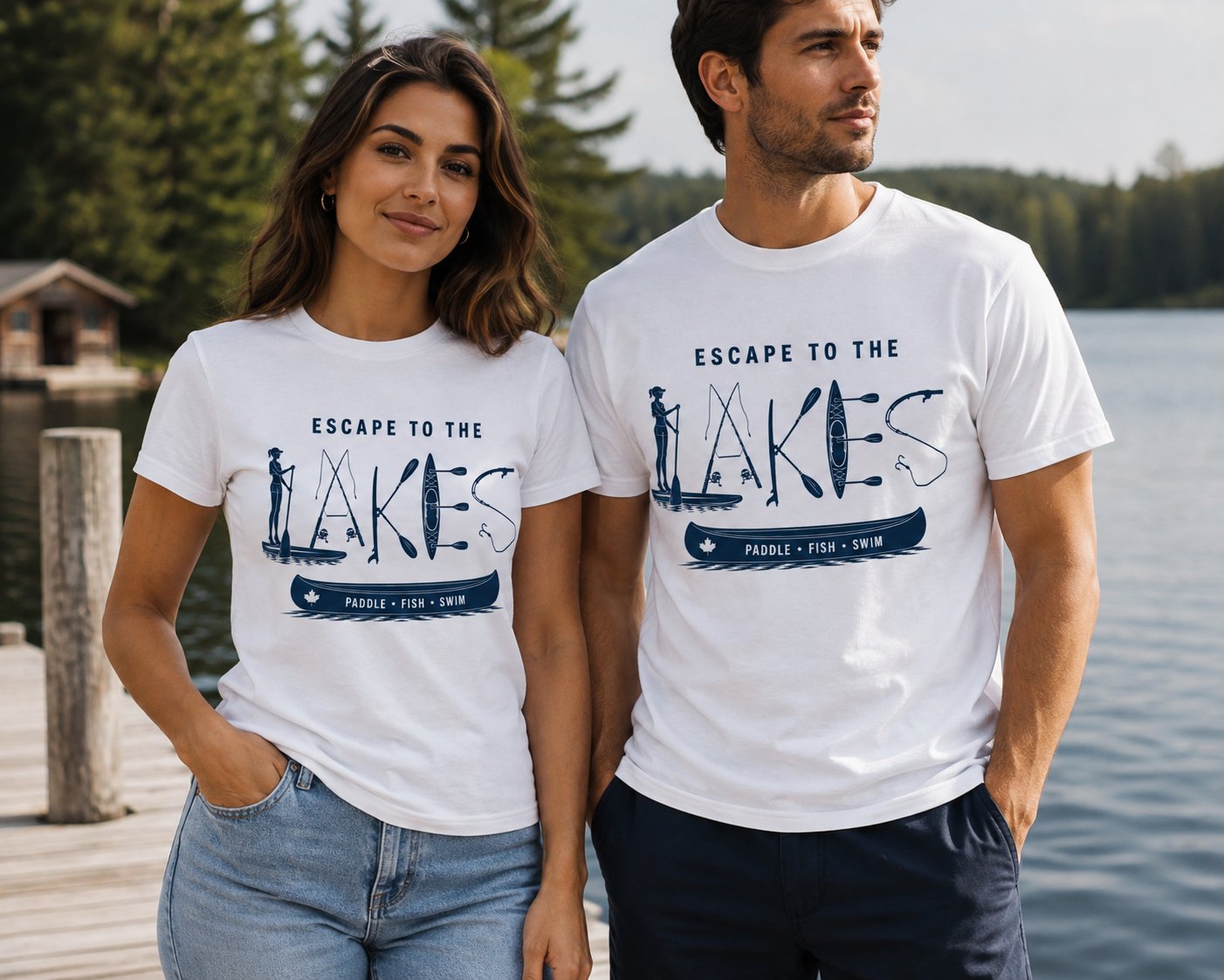 Escape To The Lakes T-Shirt — Unisex Outdoor Lake Life Tee - product photo - PrintMyVibe Toronto