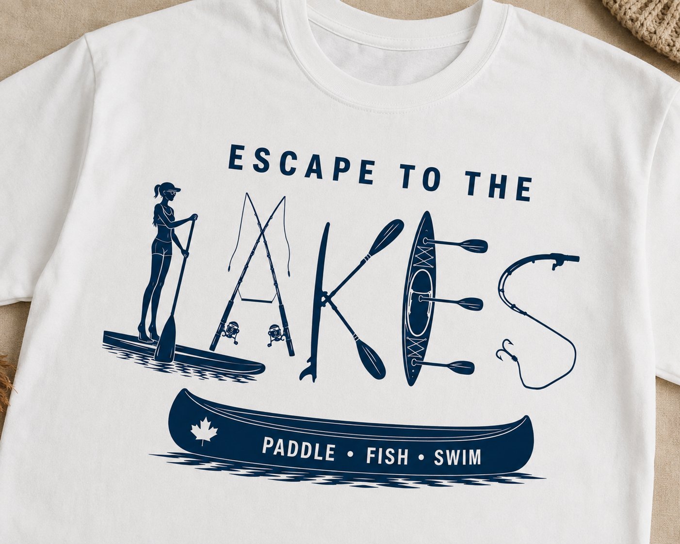 Escape To The Lakes T-Shirt — Unisex Outdoor Lake Life Tee - product photo - PrintMyVibe Toronto
