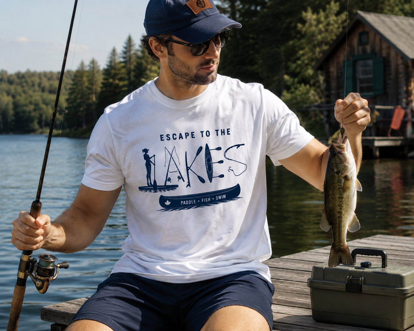 Escape To The Lakes T-Shirt — Unisex Outdoor Lake Life Tee - product photo - PrintMyVibe Toronto