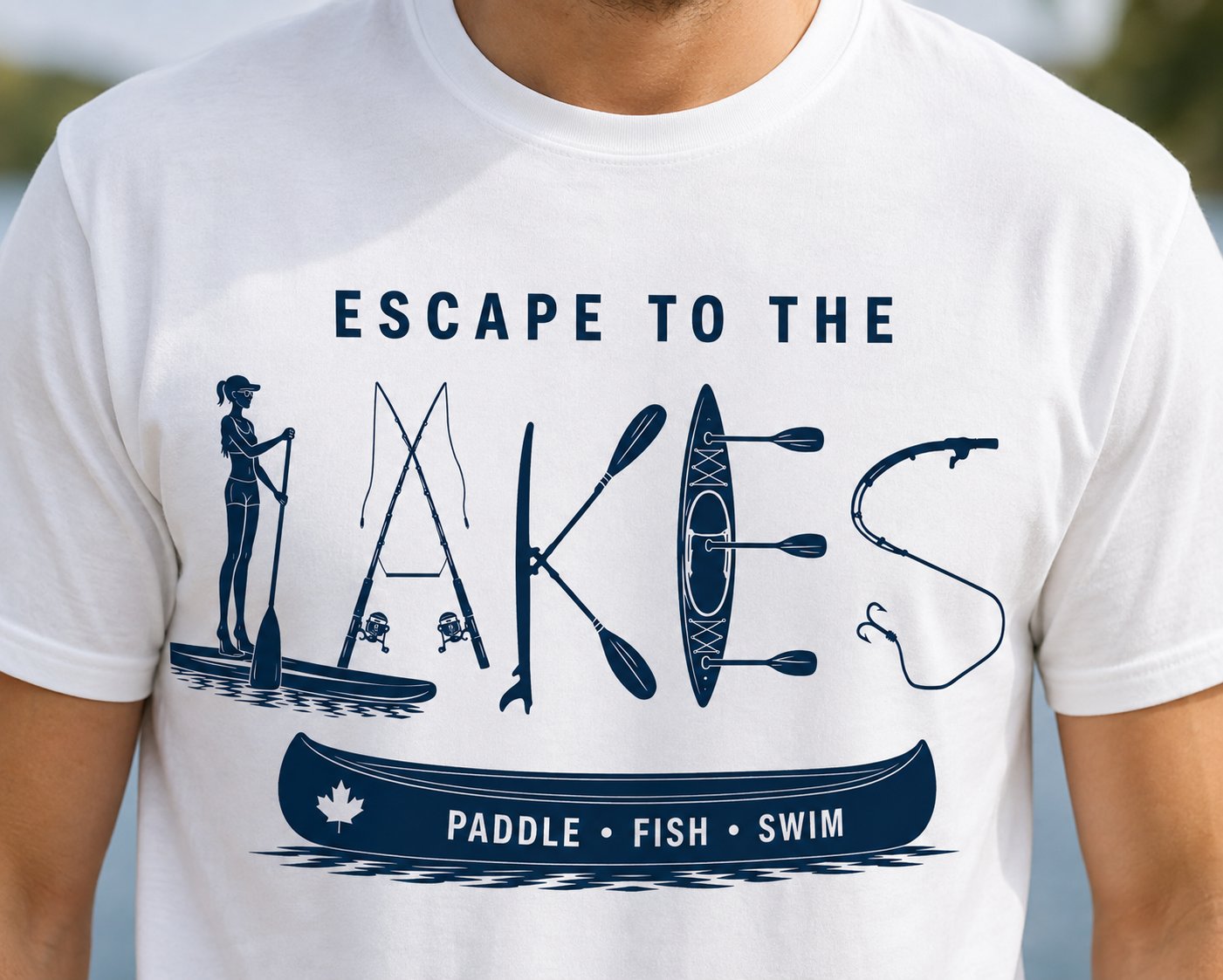 Escape To The Lakes T-Shirt — Unisex Outdoor Lake Life Tee - product photo - PrintMyVibe Toronto
