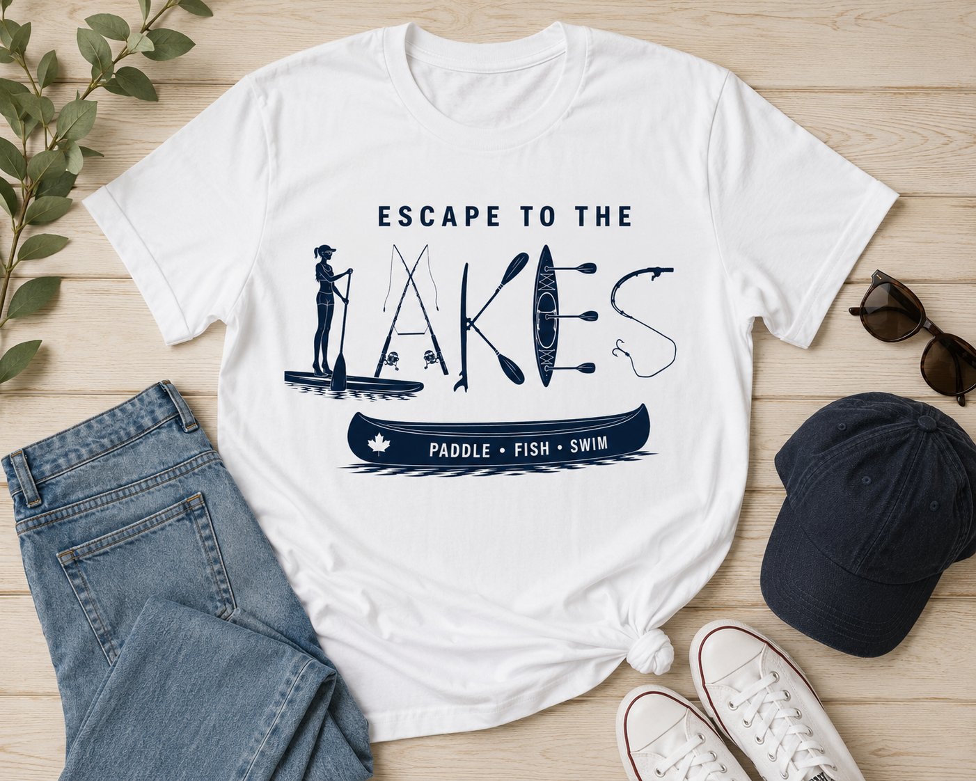Escape To The Lakes T-Shirt — Unisex Outdoor Lake Life Tee - product photo - PrintMyVibe Toronto