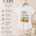 salt-sand-and-sunshine-top-care-instructions Salt Sand & Sunshine tee care instructions - machine wash cold, tumble dry low, iron inside out