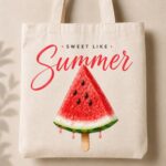 Sweet Like Summer canvas tote bag - watermelon popsicle print - PrintMyVibe Toronto