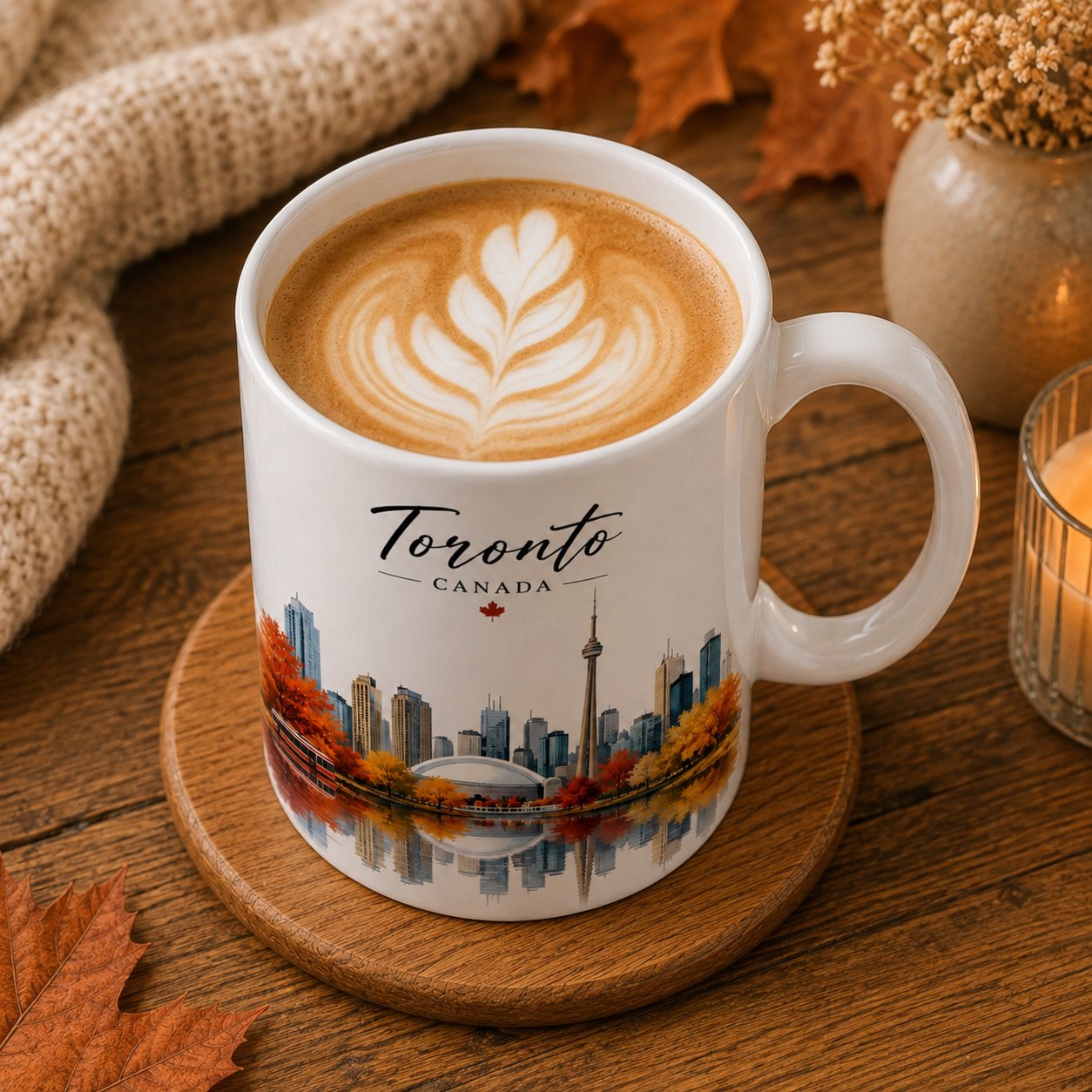 Toronto Canada mug with latte art - Toronto skyline ceramic mug Canada