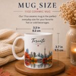 Toronto Canada 11oz ceramic mug size guide - 9.5cm tall, 325ml capacity