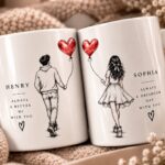 Better Together personalized mug set styled with cozy blanket and flowers