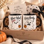 Boo-tiful and Hey Booty mug set in a gift box with A little spooky love for you card