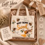 Busy Being Sweet tote in a gift box with ribbon - bee lover gift idea Toronto