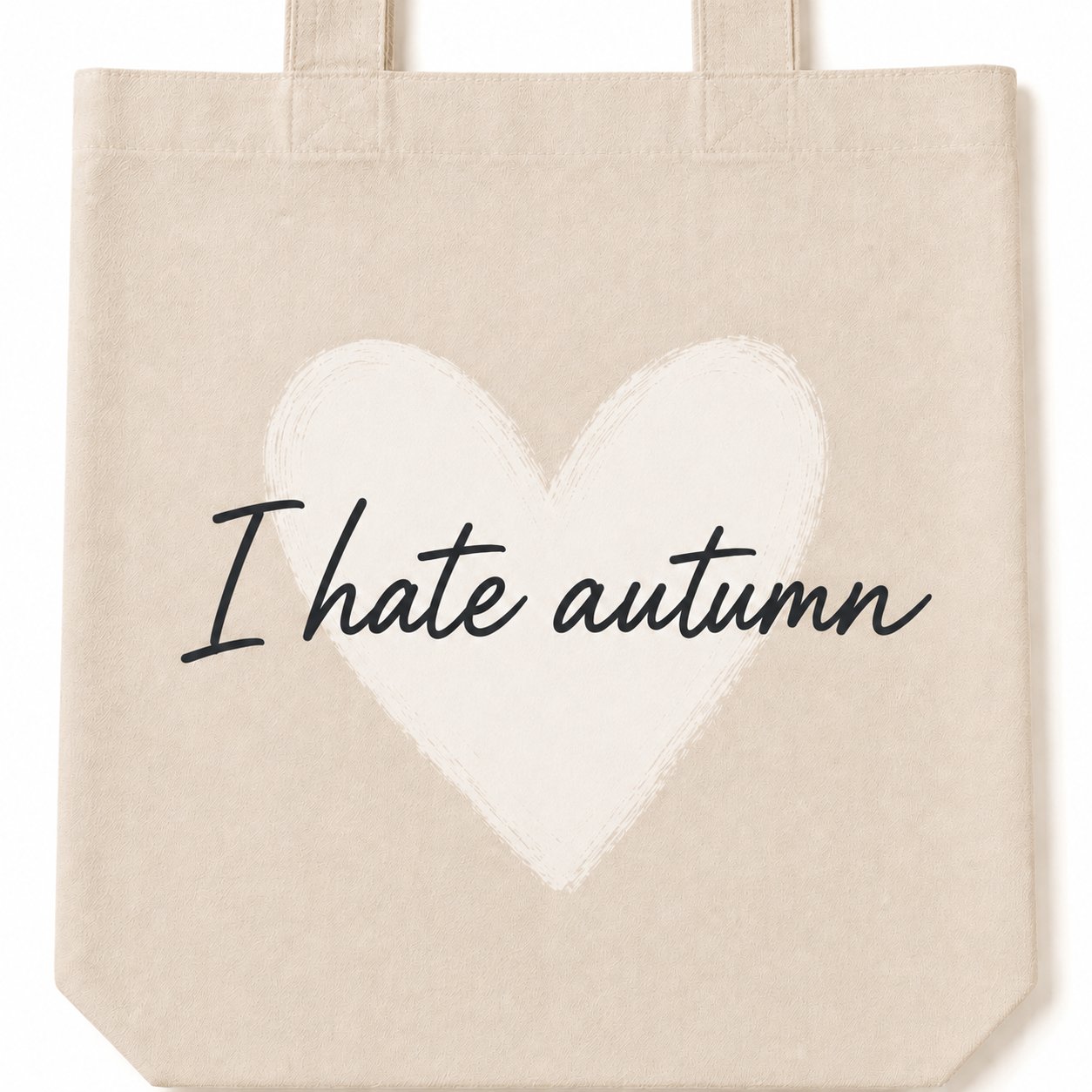I Hate Autumn print close-up - painted heart with handwritten script lettering