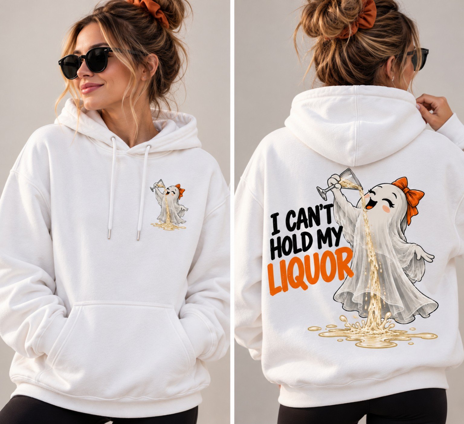 I Can't Hold My Liquor hoodie front and back view - small chest print and large back print