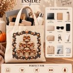 What fits inside the Skull tote - laptop, notebook, water bottle, phone, wallet, keys and a sweater