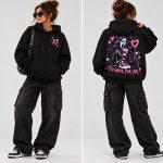 Too Ghoul For You hoodie worn full length, front and back - oversized black Halloween hoodie Toronto